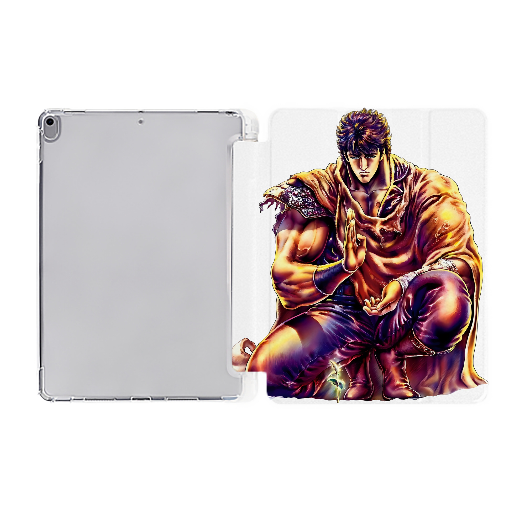 （画像用） 北斗の拳 Fist of the North Star IPad ケース ペン収納付き 三つ折りスタンド PUレザー×シリコン 対応機種9.5/10.5/10.9インチ